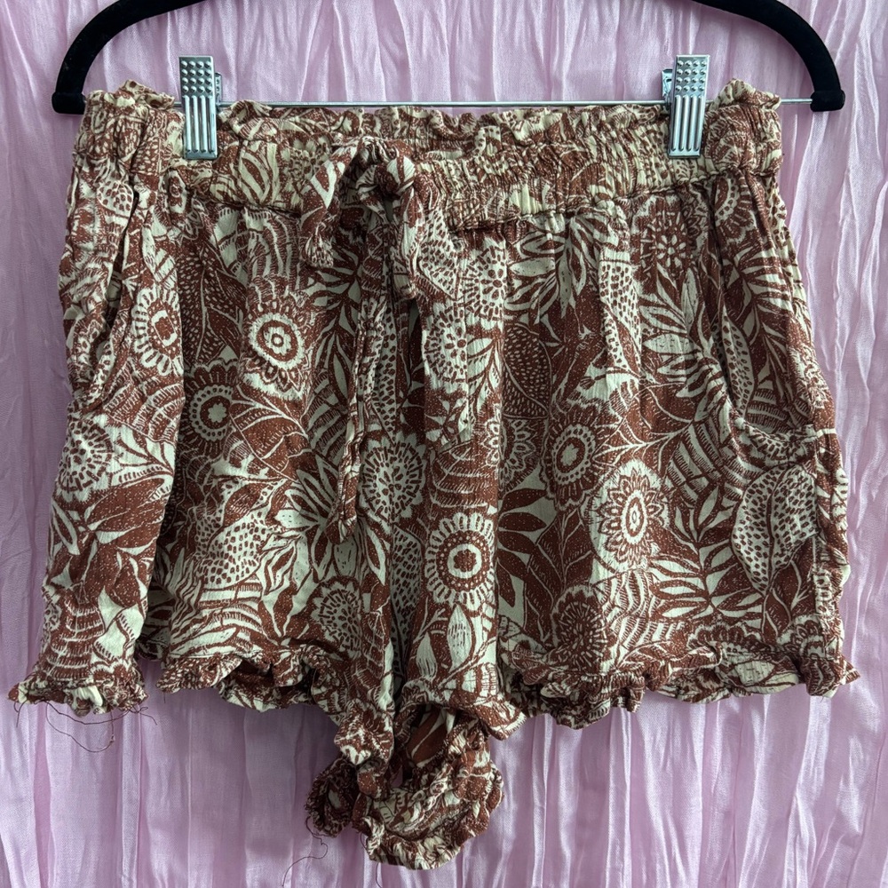 Floral Brown and Cream Shorts